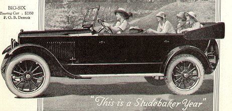 Studebaker "Big Six Touring Car" Automobile, Anzheige von 1920 aus National Geographic, Quelle: http://de.wikipedia.org/wiki/Studebaker_Corporation